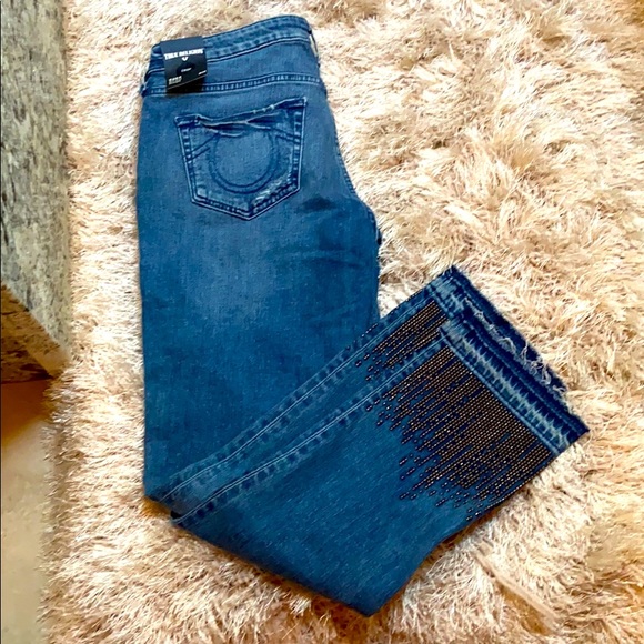 NWT True Religion cropped Cobra beaded hem 28 - Picture 4 of 12
